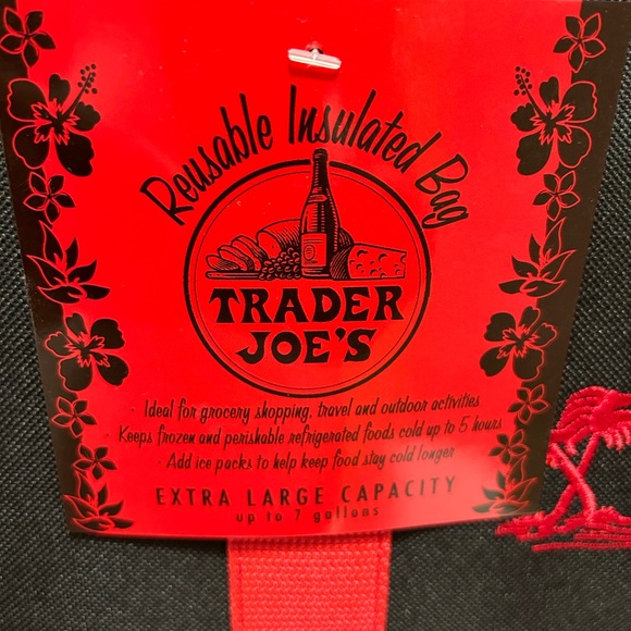 New with tag Trader Joe's Black and Red Tote and Cooler Bag Set - Picture 6 of 11